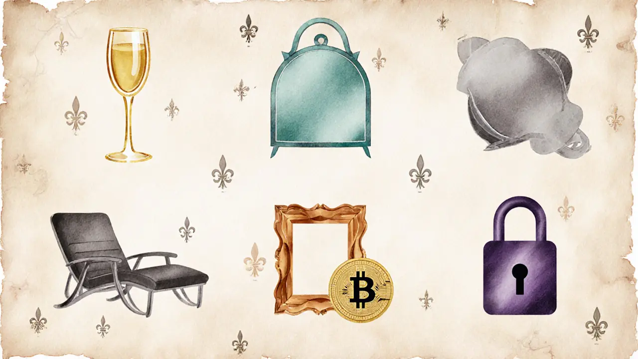 Elegant watercolor collage of five agency symbols with luxury and security icons.