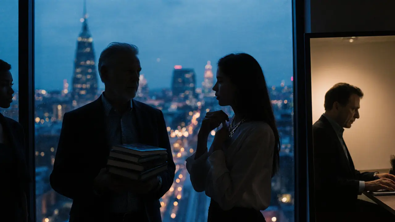 Silhouettes of diverse individuals in London at dusk, each engaged in personal, meaningful activities.