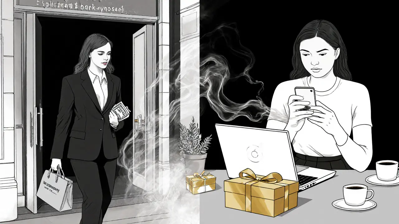 Split image showing an escort receiving cash and a sugar baby receiving bank transfers, symbolizing different financial arrangements.