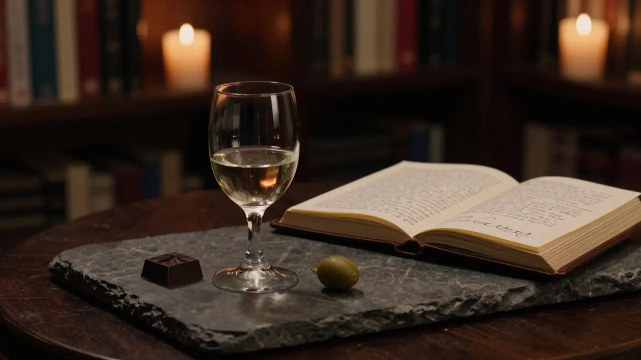 A rare 1978 Bordeaux is served with chocolate and an olive in a silent, candlelit underground cellar beneath a bookshop.