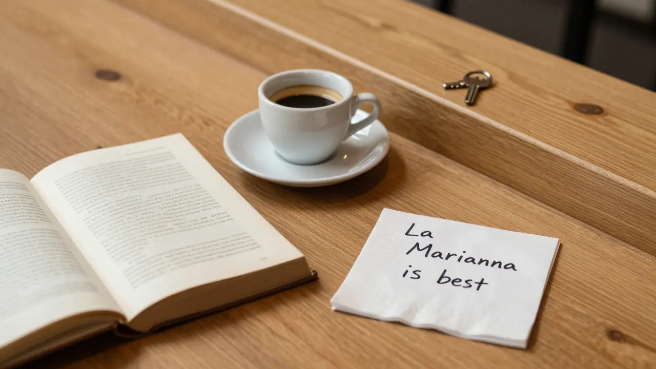 Three quiet symbols of connection: a coffee cup, a wine cellar key, and a handwritten note—empty but meaningful, bathed in warm light.